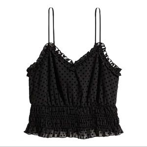 *SOLD* Black polka dot print cropped tank